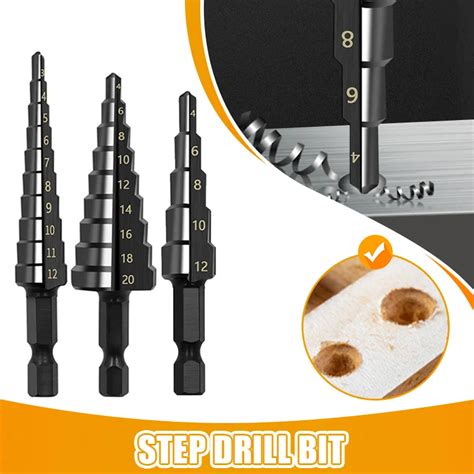 Pcs Mm Mm Mm Hss Straight Groove Step Drill Bit Titanium