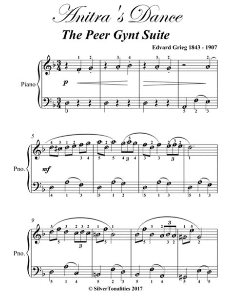 Anitras Dance Peer Gynt Suite Easy Piano Sheet Music By Edvard Grieg