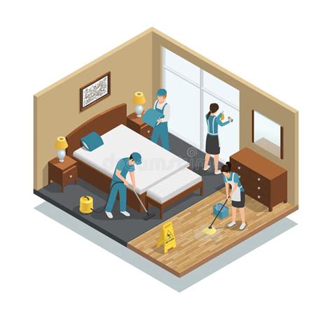 Cleaning Isometric Flowchart Stock Vector Illustration Of