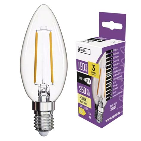 Żarówka Led Filament świeczka 1 8w E14 Ciepła Biel Zf3200 • Cena