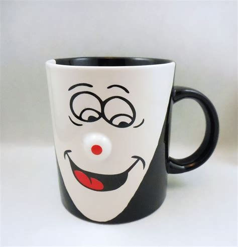 Ceramic Funny Silly Face 3d Coffee Mug Black And White Cup Protruding