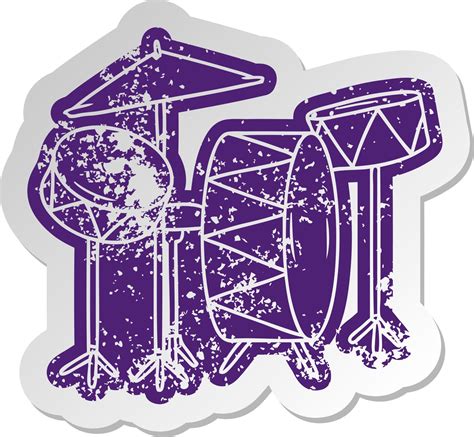 distressed old sticker of a drum kit 10273568 Vector Art at Vecteezy