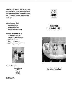 Fillable Online Cats Org MEMBERSHIP APPLICATION FORM Cats Protection