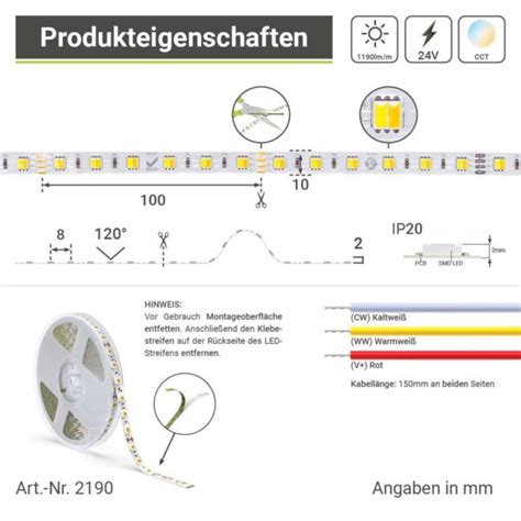 Cct Led Streifen Lichtfarbe Einstellbar Dualwei Volt Watt