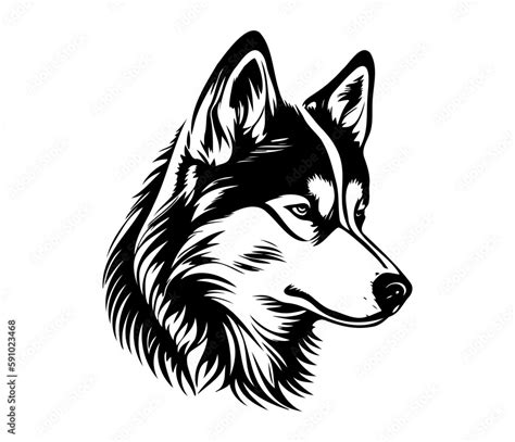 Siberian Husky Silhouettes Dog Face Svg Black And White Siberian