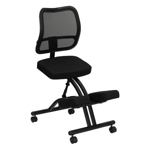 Flash Furniture Mobile Ergonomic Kneeling Chair With Black Curved Mesh