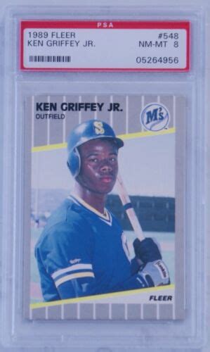 1989 Fleer Ken Griffey Jr Rookie RC 548 PSA 8 NM MT HOF Seattle