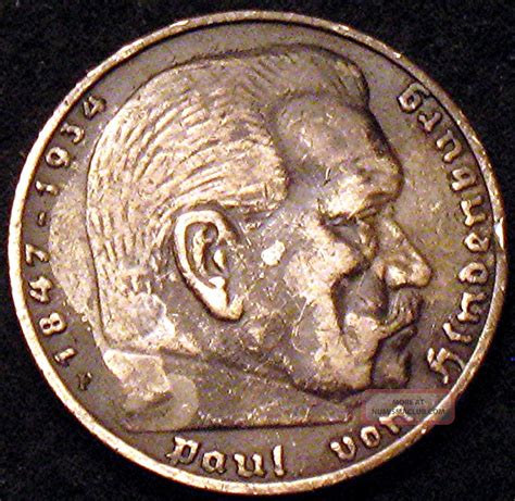 German Silver Coin 1935 - F, 5 Marks