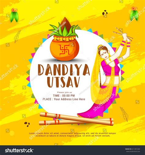 Navratri Dandiya Utsav Celebration Poster Banner Stock Vector Royalty