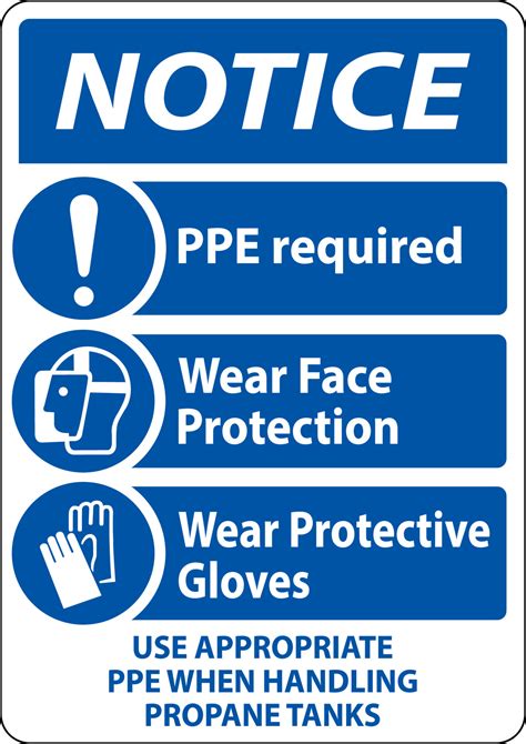 Notice Ppe Required When Handling Propane Tanks Sign Vector