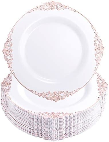 Amazon Liacere Pcs Rose Gold Plastic Plates Clear Rose Gold