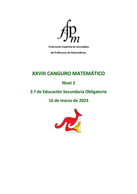 Canguro Eso Pruebas Matematicas Xxviii Canguro Matemtico