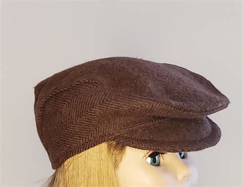 18 Doll Flat Newsboy Cap Paperboy Hat Brown Flannel Flat Cap Jeff Cap