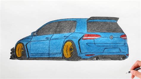 How To Draw A Volkswagen Golf 7 R 2018 Drawing 3d Car Coloring Vw