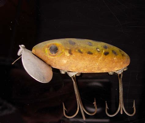 Antique 3 Fishing Wood Lure Green Spotted Fred Etsy