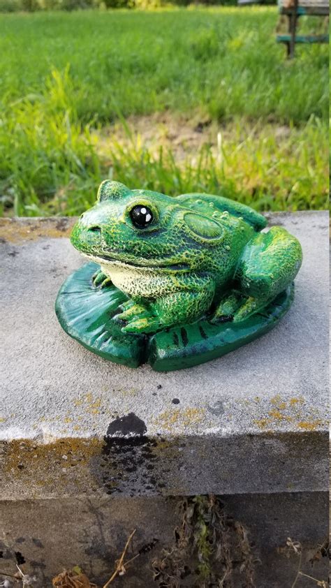 Concrete Frog Cement Frog Garden Frog Statue Yard Etsy