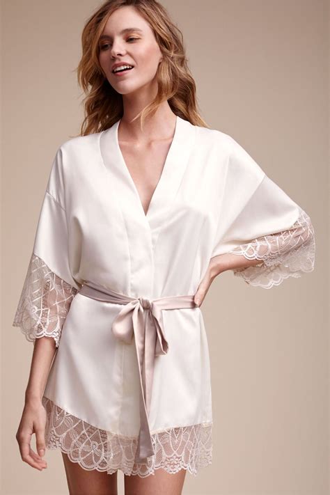 Scalloped Blush Lace From Italy Cosette Kimono Robe From Bhldn Bride