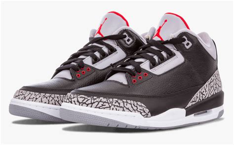 Air Jordan 3 Black Cement - Air Jordan Black Cement 3, HD Png Download , Transparent Png Image ...