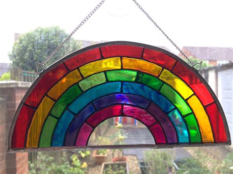 Rainbow Stained Glass Window Suncatcher Rainbow T Uk Usa Etsy