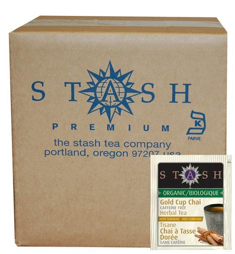 Stash Tea Organic Gold Cup Chai Herbal Tea With Turmeric 100 Count