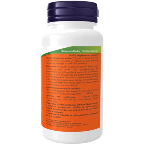 Andrographis Extract 400 Mg Veg Capsules Now Foods Canada