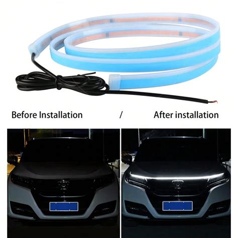 Car LED Lights Exterior Hood Light Strip Dynamic White With Start