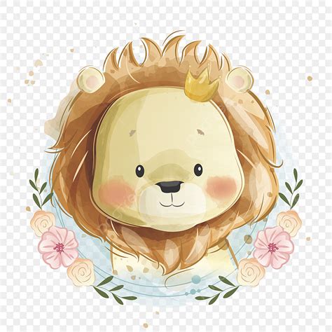 Cute Lion Vector Hd Png Images Cute Lion Portrait Lion King Clipart