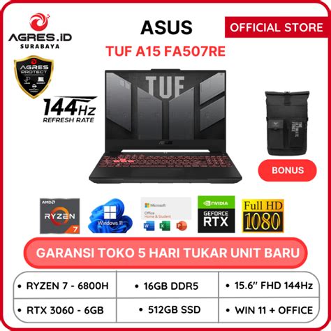 Jual Asus Tuf A15 Fa507re Ryzen 7 6800h Rtx3050ti Ram 16gb 512gb Ssd 156 Ips Windows 11office