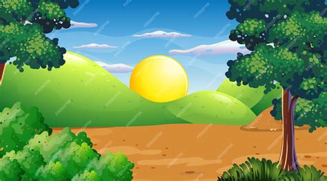 Free Vector A Natural Scene Landscape