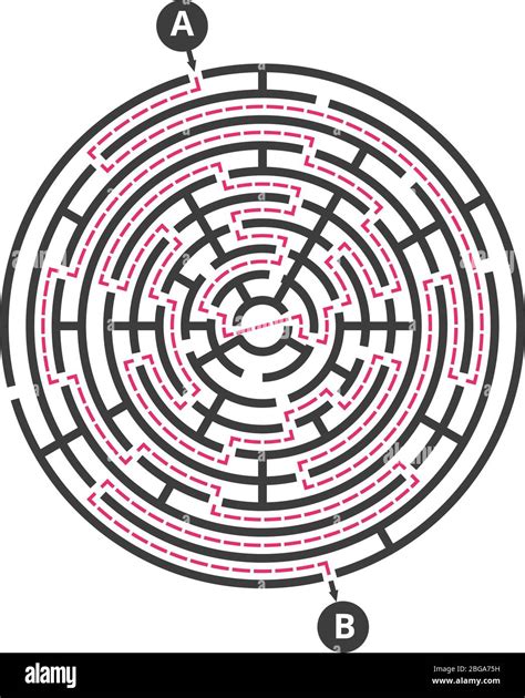 Round Maze Kids Game Labyrinth Puzzle Vector Template Illustration Of