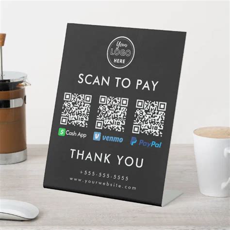 Cash App Venmo Paypal Qr Code Scan To Pay Logo Pedestal Sign Zazzle