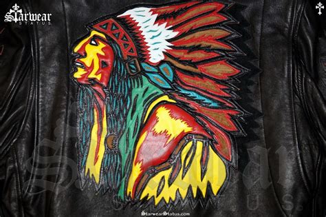 Native American Dallas Leather Motorcycle Indian Red Fringe Biker