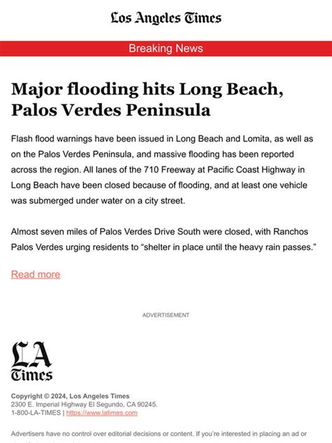 Los Angeles Times Major Flooding Hits Long Beach Palos Verdes
