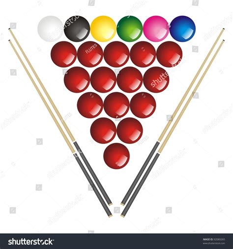 Snooker Balls Of Various Colors Arranged In Rows With Snooker Cues ...