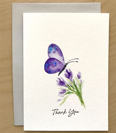 Butterfly Thank You Card, Original Watercolor Cards, Hand painted Card, Handmade Card ... | Hand ...