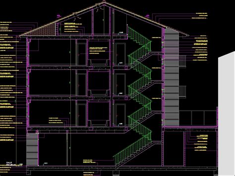 Constructive Section Building Plant And Levels Dwg Section For