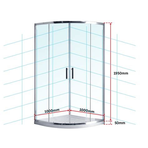 Buy 100 X 100cm Rounded Sliding 6mm Curved Shower Screen With Base In