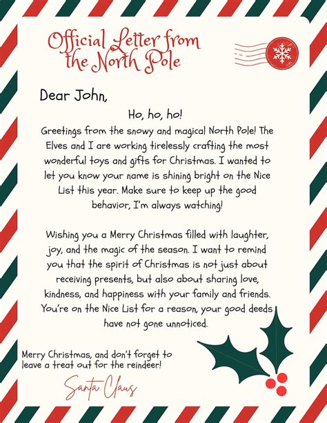 Editable Letter From Santa Etsy Uk