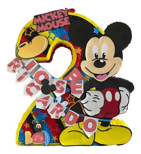 Piñata Número Mickey Mouse 2d Cuotas Sin Interés