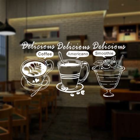 Coffee Shop Sticker Glass Decal Cafe Poster Vinyl Art Wall Decor Mural