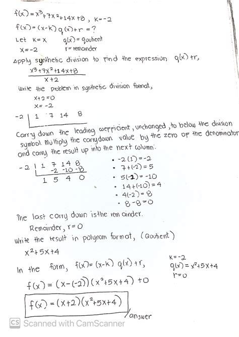 [solved] Express F X In The Form F X X K Q X R For The Given Value Course Hero