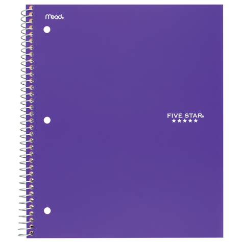 Five Star Spiral Notebook With Pockets 5 Subject College Ruled 200