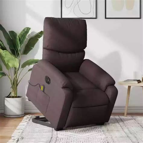 Fauteuil Inclinable De Massage Lectrique Marron Fonc Tissu Eur