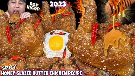 Spicy Honey Glazed Butter Chicken Mukbang 2023 Quarter Leg Buttered Chicken Pinoy Mukbang