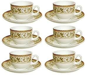 Cello Oplaware Divine Oro Cup And Saucers Set 160 Ml 6 Saucers 6