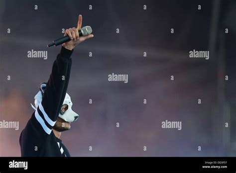 German rapper Cro gives a concert at the Trabrennbahn in Hamburg ...
