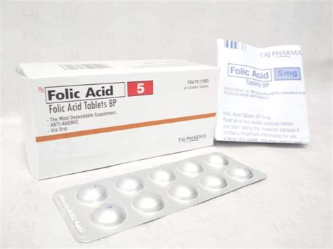 Folic Acid Tablets 5mg Bp Taj Pharma Taj Generics Pharmaceuticals Taj Pharma