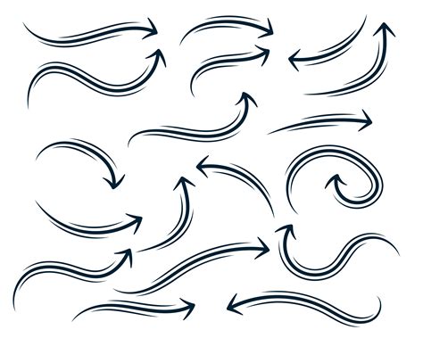 Hand Drawn Abstract Curvy Arrow Set Download Free Vector Art Stock Graphics And Images