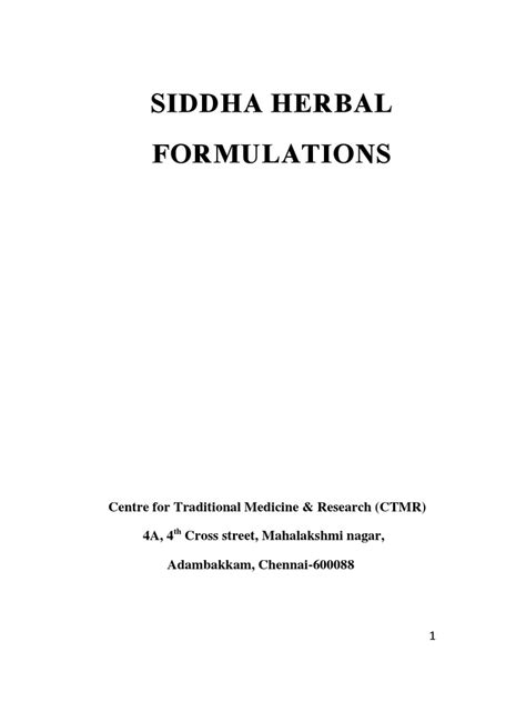 Siddha Herbal Formulations | PDF | Taste | Herbalism