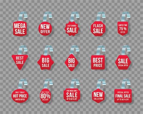 Premium Vector Red Sales Tags Wobblers With Text